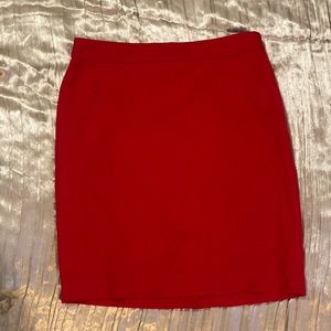 Red mini pencil skirt